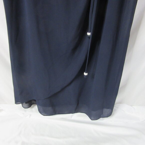 Jessica Howard Maxi Formal Dress Souffle Chiffon Short Sleeve Navy Size 14W NWT - Picture 10 of 16